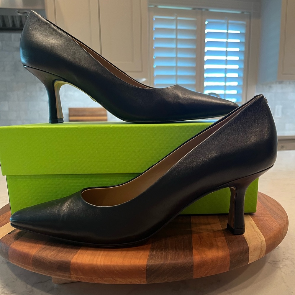 Sam Edelman Rika Kitten Heel Pumps in Black Leather Size 7.5